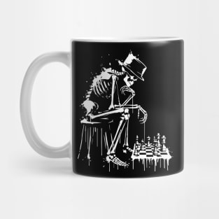 skeleton plays chessboard Mug